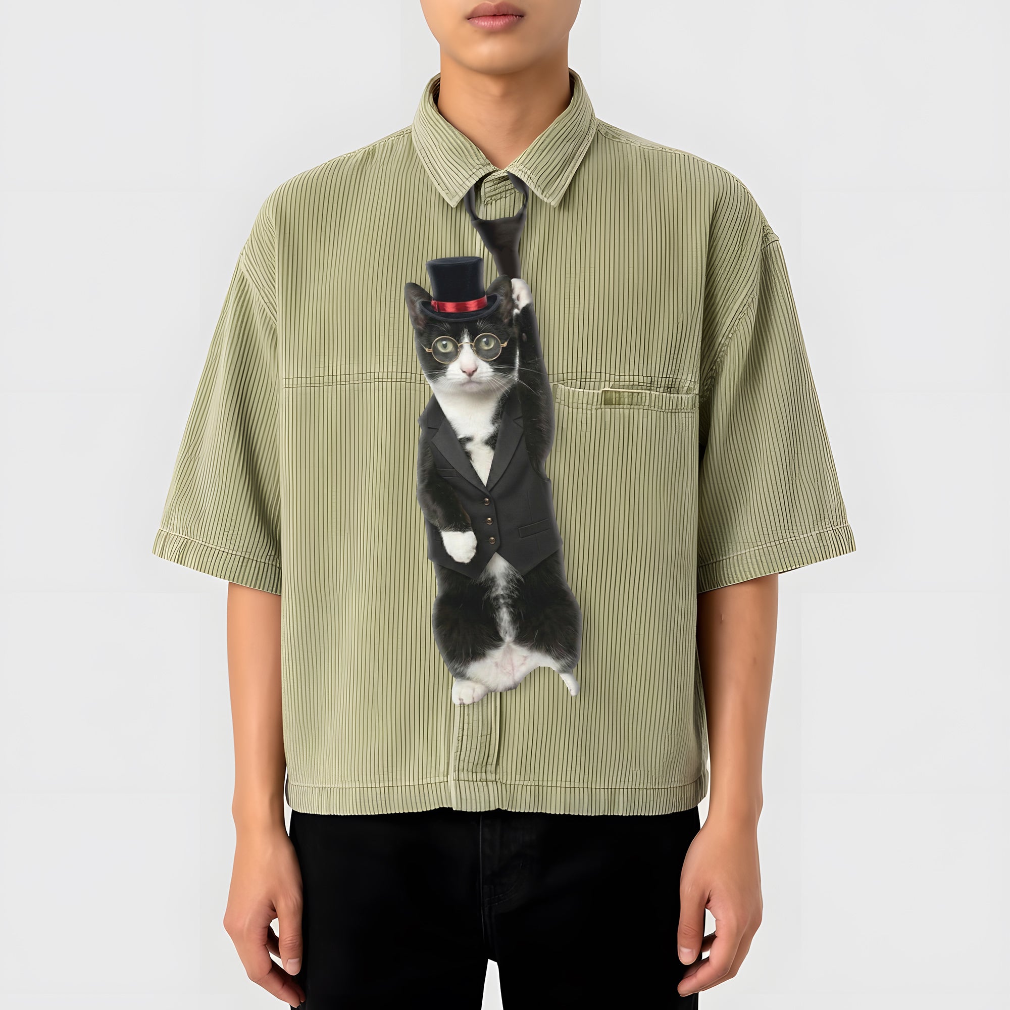 Dripvity Magician Cat Tie, Magic Show Cat Tie, Unique Illusionist Cat Necktie