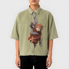 Dripvity Monkey Punch Necktie, Funny Monkey Holding Plushie Tie Gift