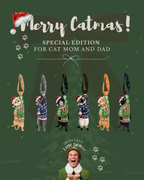 Novelty necktie featuring a Siamese cat wearing a festive Christmas sweater and Santa hat, perfect for holiday fashion.