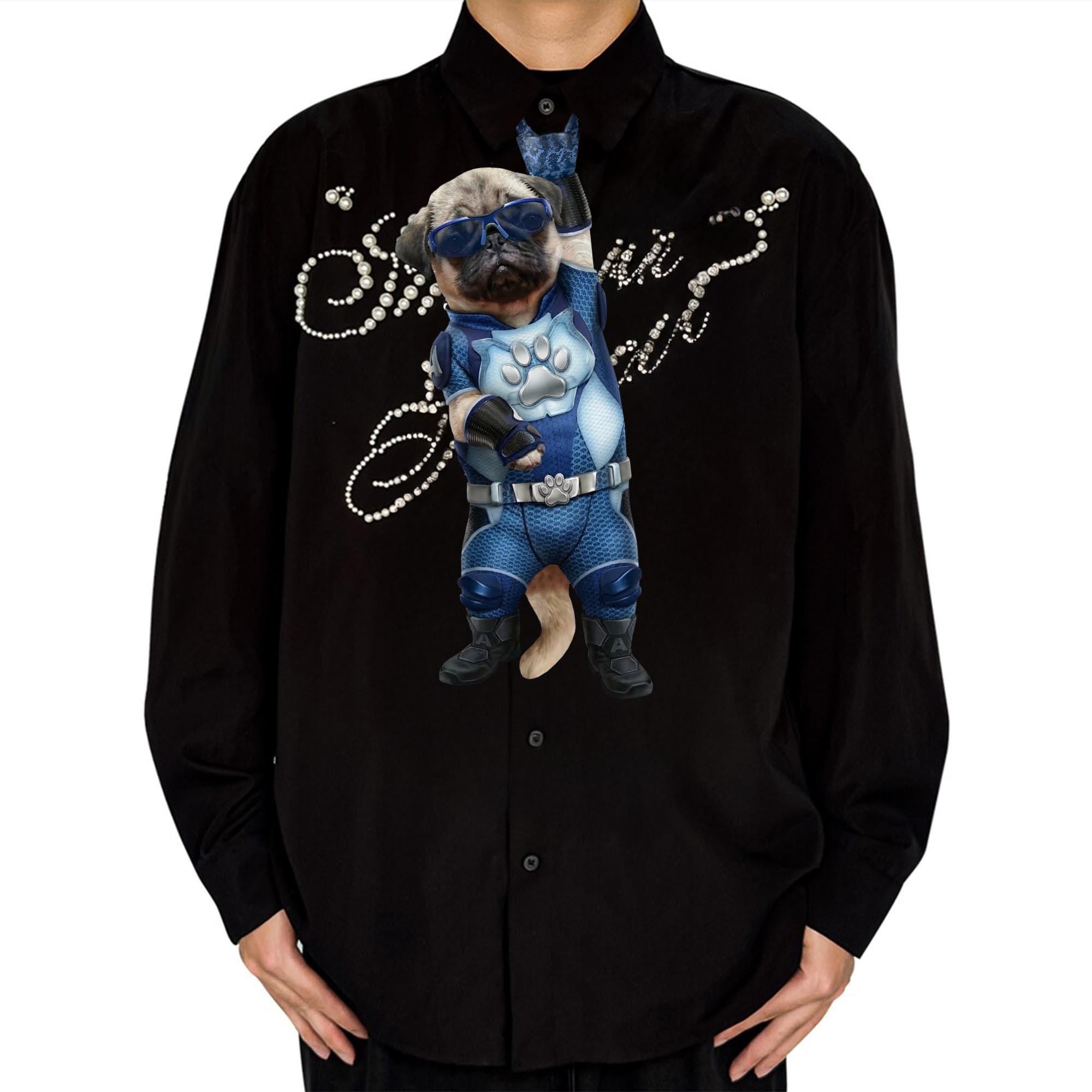 Pug Superhero Necktie, Unique Pug Lover Tie, Crazy Dog Dad Gift