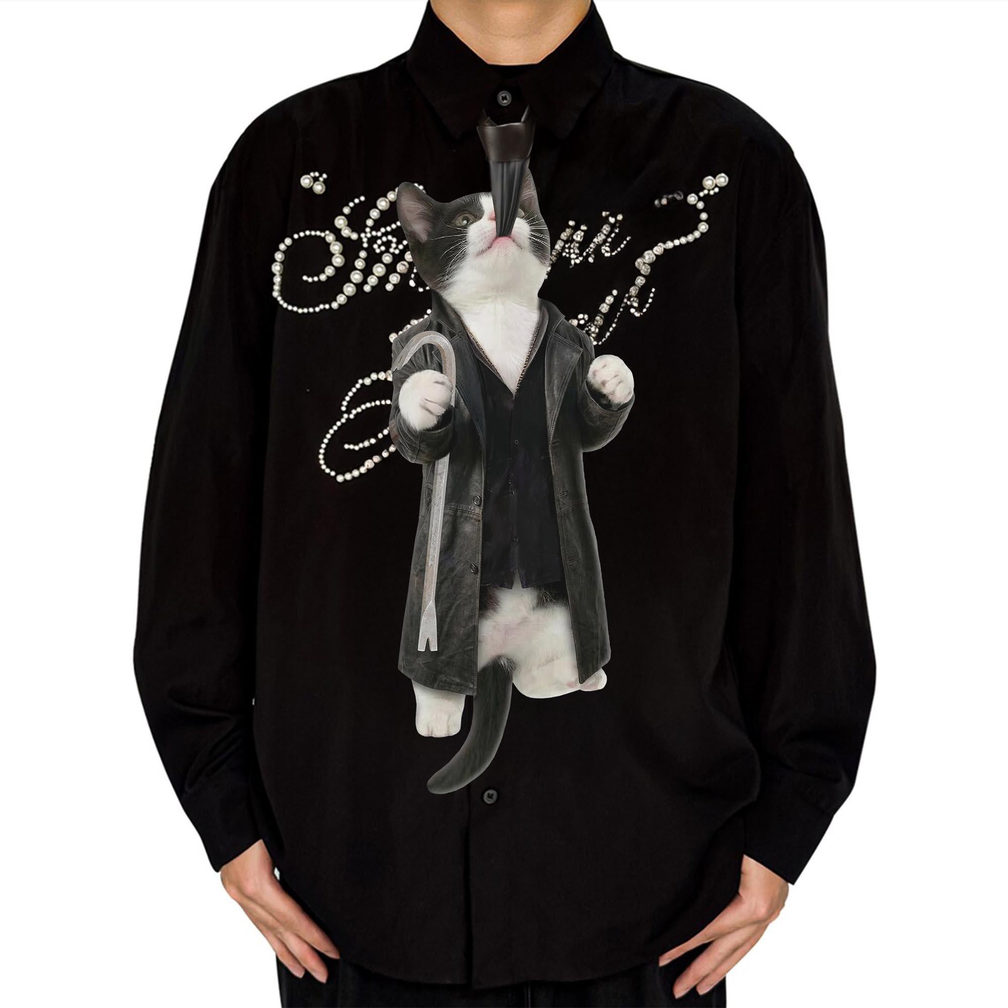 Funny Cat Butcher Necktie, Unique Dark Humor Cat Tie, Novelty Kitten Neckwear
