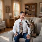 Custom Pet Photo Tie, Funny Cat Photo Necktie for Men, Personalized Cat Photo Gift for Dad
