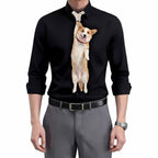 Funny Puppy Photo Necktie for Men, Personalized Dog Photo Gift for Dad