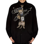 Office Cat Tie Vintage 1920s Style, Funny Boss Cat Necktie Gangster, Vintage Office Tie Gift