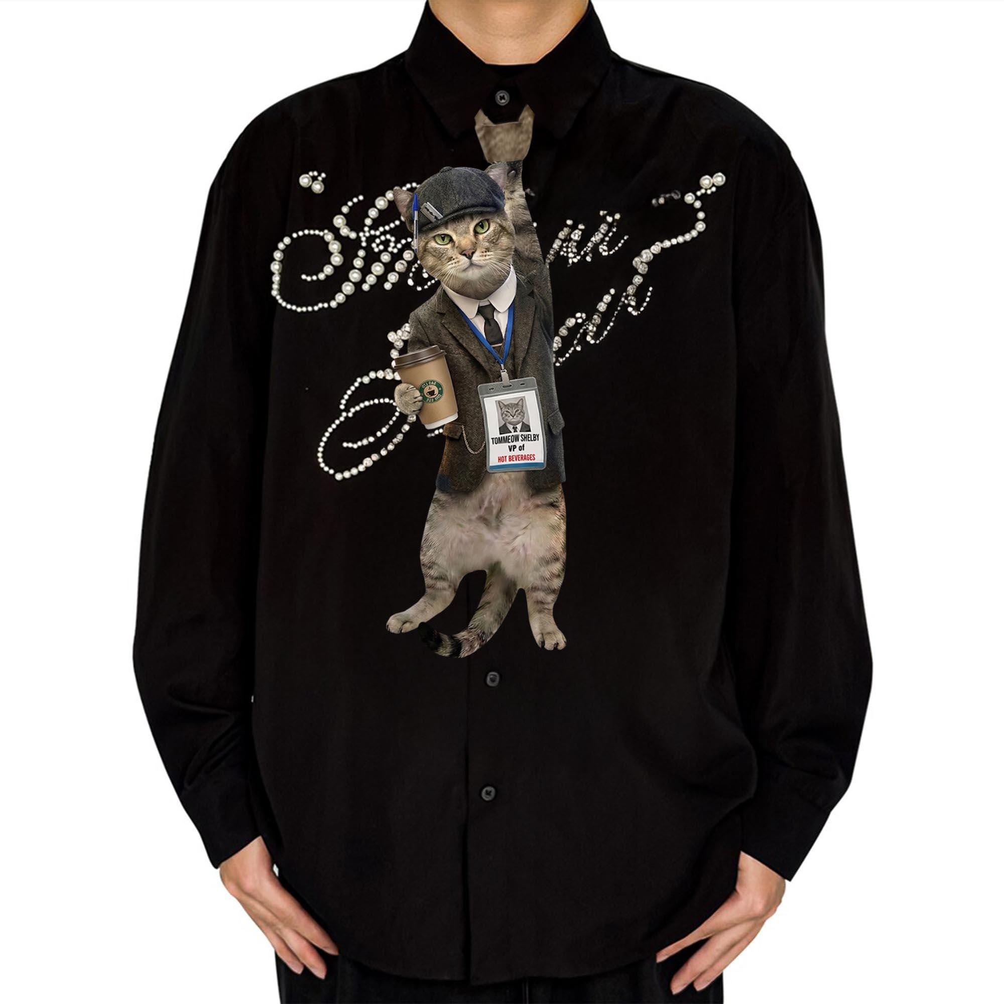 Office Cat Tie Vintage 1920s Style, Funny Boss Cat Necktie Gangster, Vintage Office Tie Gift