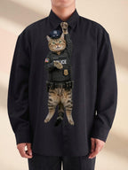 Custom Traffic Police Cat Tie for Dad, Funny Officer Cat Necktie, Personalized Law Enforcement Gift