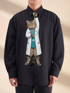 Funny Doctor Cat Necktie, Unique Medical Professional Gift, Cute Veterinarian Gag Tie