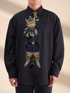 Custom Police Cat Tie for Dad, Funny Officer Cat Photo Necktie, Unique Law Enforcement Gift