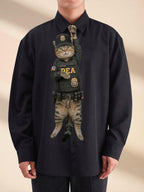 Custom Special Agent Cat Tie for Dad, Funny Police Cat Necktie, Personalized Federal Officer Gift