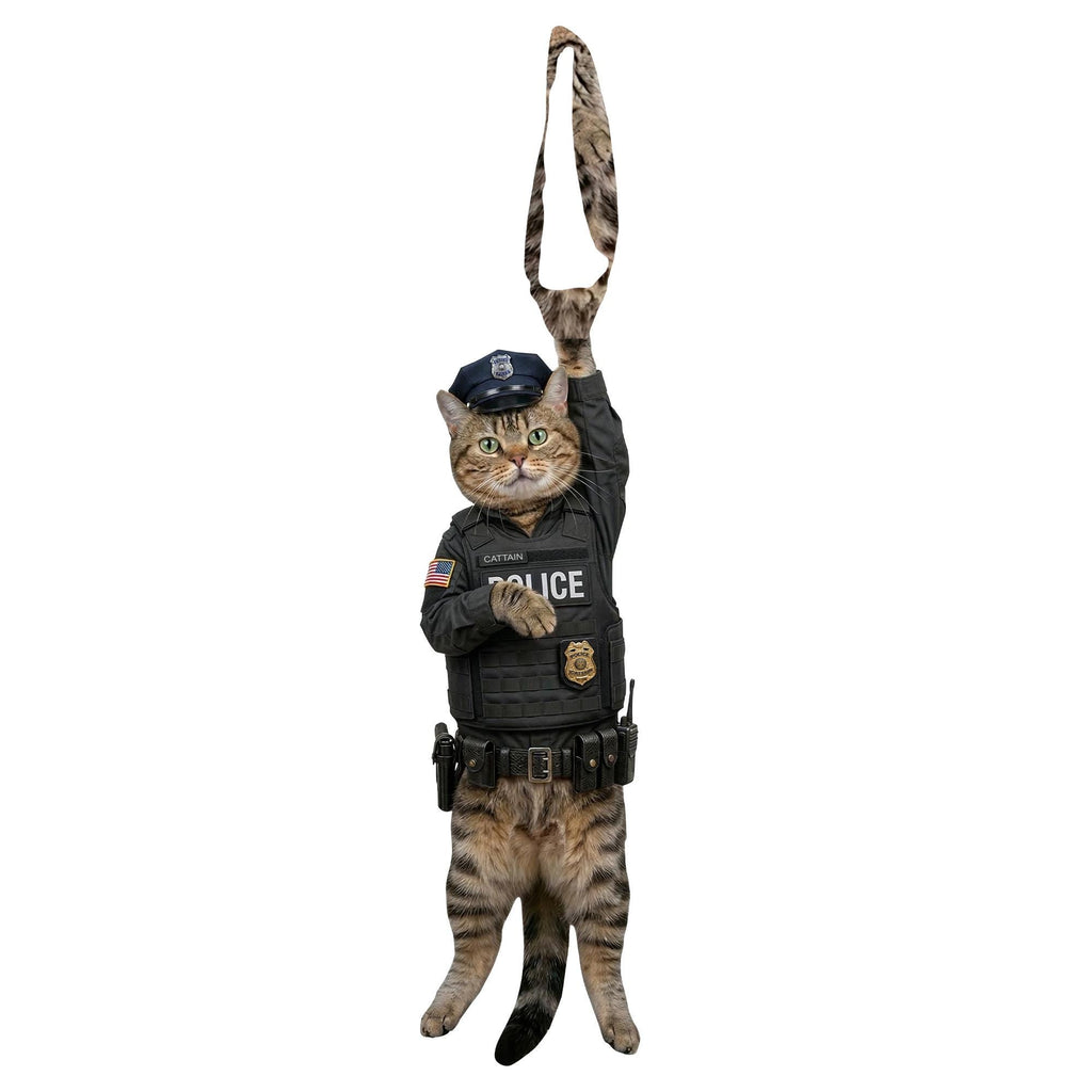 Custom Traffic Police Cat Tie for Dad, Funny Officer Cat Necktie, Personalized Law Enforcement Gift