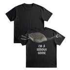 I'm A Serious Goose sweatshirt funny graphic pullover by Dripvity, unisex oversized white sweatshirt with goose design on back