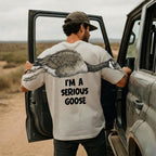I'm A Serious Goose sweatshirt funny graphic pullover by Dripvity, unisex oversized white sweatshirt with goose design on back