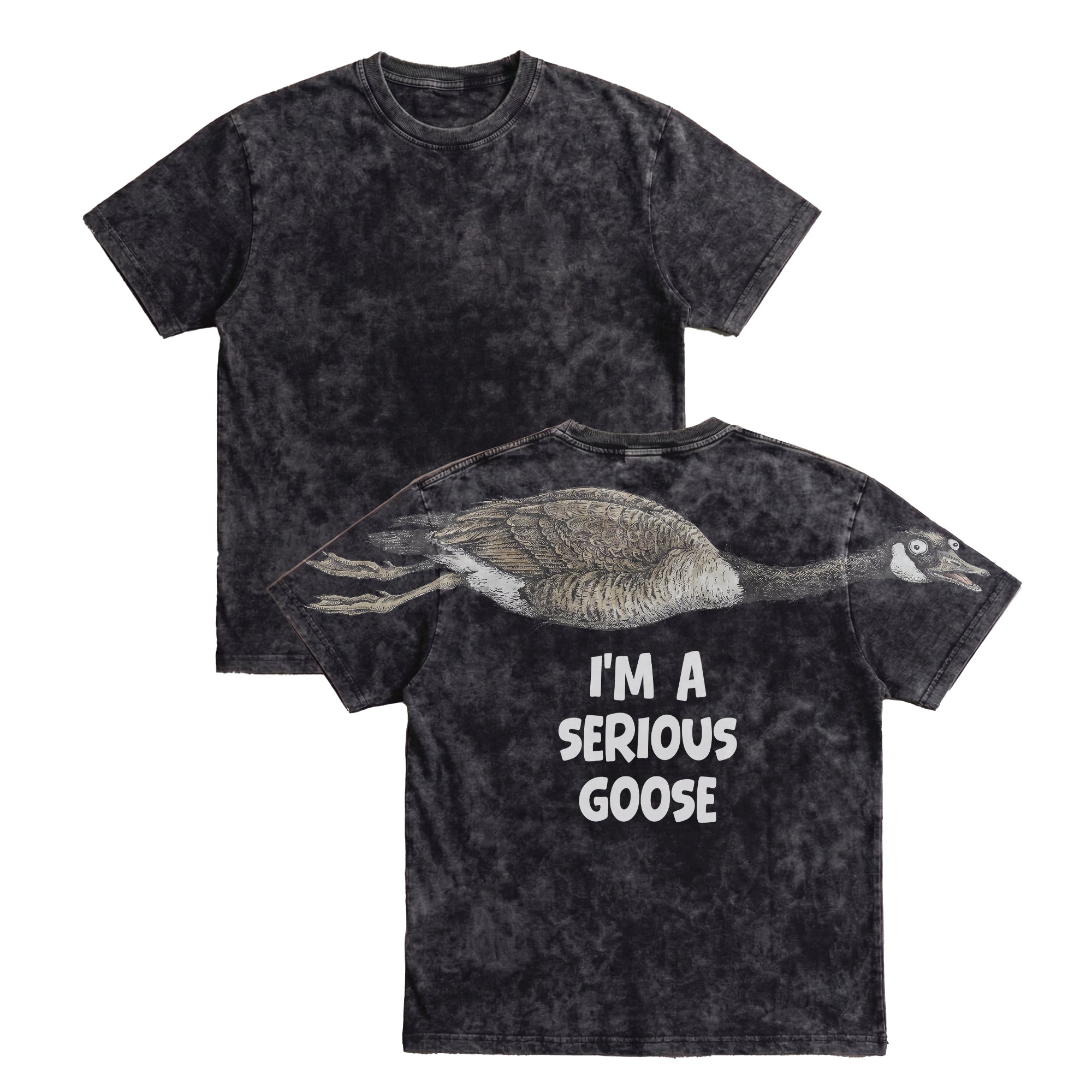I'm A Serious Goose sweatshirt funny graphic pullover by Dripvity, unisex oversized white sweatshirt with goose design on back