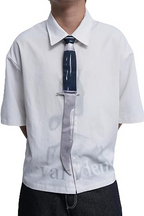 "Novelty necktie featuring a unique dagger design, a bold and edgy fashion accessory.