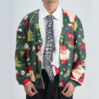 Eel-shaped novelty tie with a unique leopard print pattern and Santa hat, fun animal-themed festive accessory.