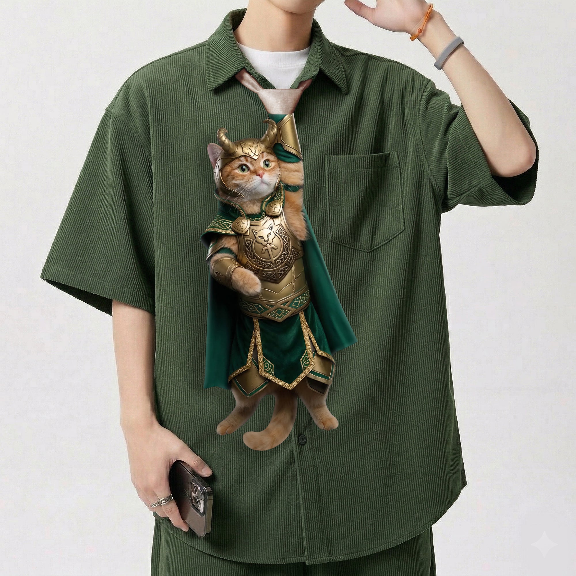 Dripvity Lokitt Legendary Viking Cat Tie, Unique Hero Parody Necktie