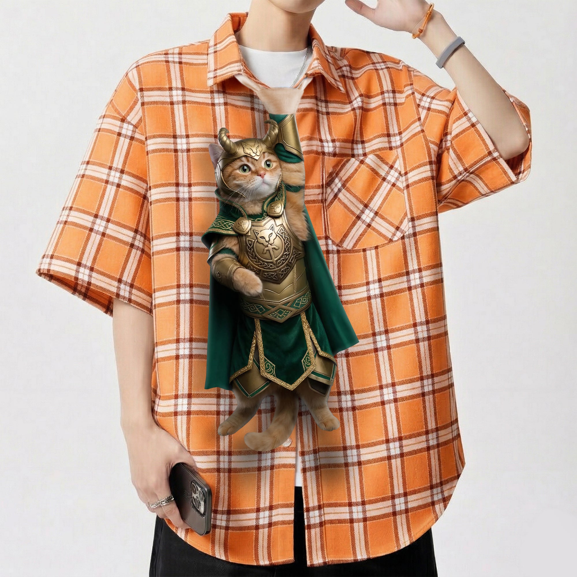 Dripvity Lokitt Legendary Viking Cat Tie, Unique Hero Parody Necktie