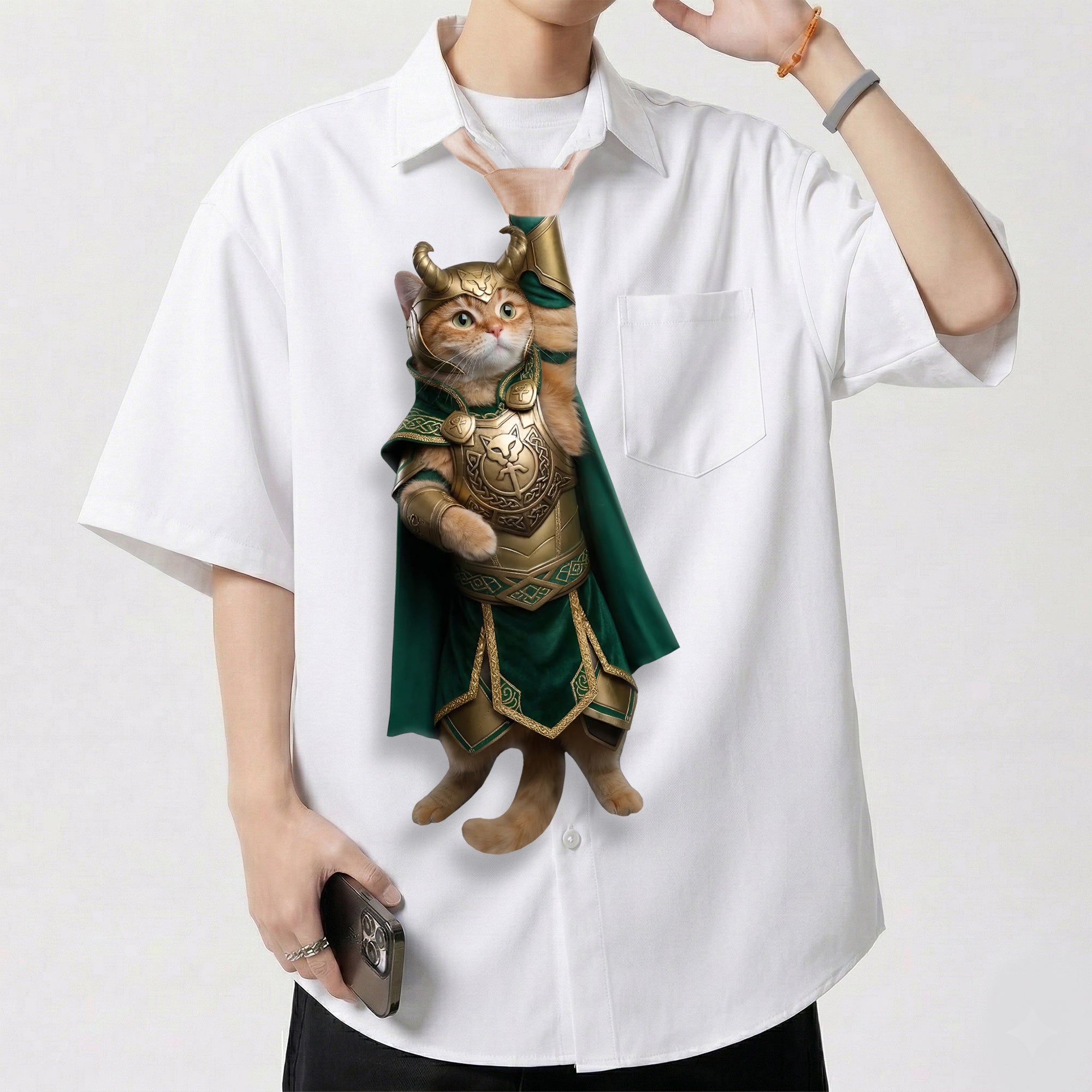 Dripvity Lokitt Legendary Viking Cat Tie, Unique Hero Parody Necktie