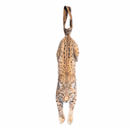 Novelty necktie featuring a realistic hanging lynx design, a unique and eye-catching fashion accessory.