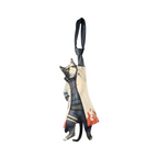 Novelty necktie featuring a creative illustration of a tuxedo cat cosplaying as Minato Namikaze from Naruto, wearing the iconic white Hokage haori with flame patterns and ninja gear. A unique and fun fashion accessory for anime fans.
