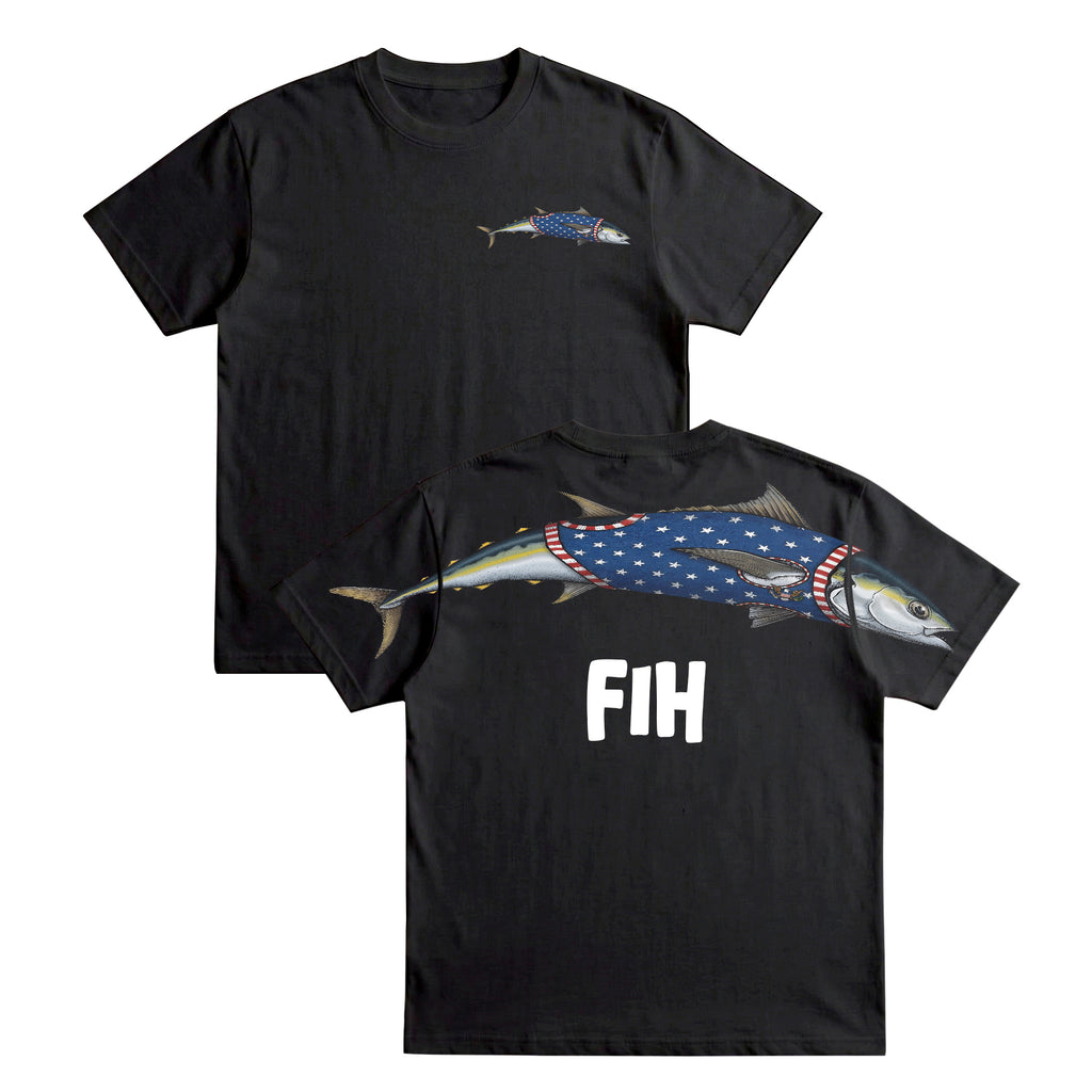 American Flag Fish FIH Patriotic 4th of July America 250th Apparel T-Shirt-Sweatshirt-Hoodie