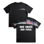 Patriotic Dolphin Red White And Feral 4th of July America 250th Apparel T-Shirt-Sweatshirt-Hoodie