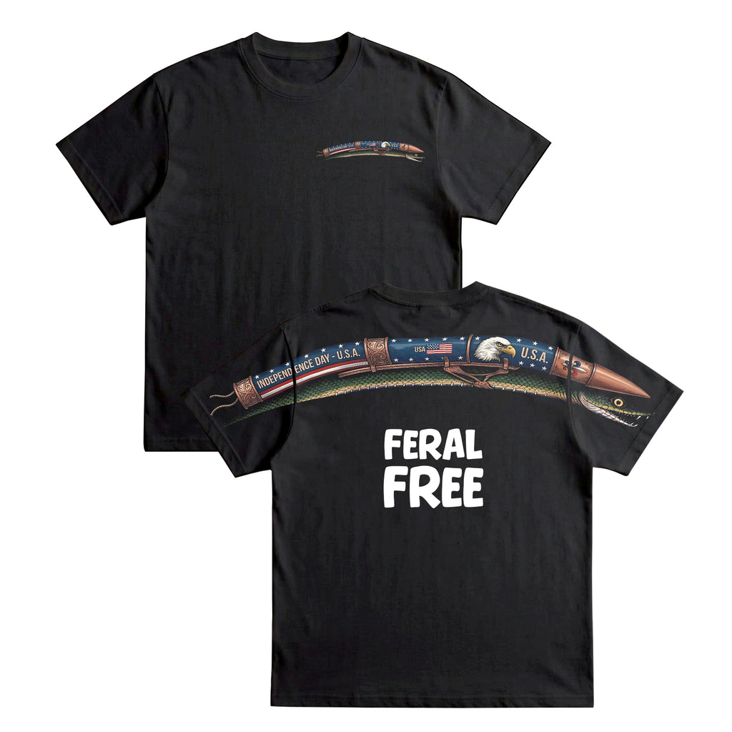 Patriotic Snake Feral Free 4th of July America 250th Apparel T-Shirt-Sweatshirt-Hoodie
