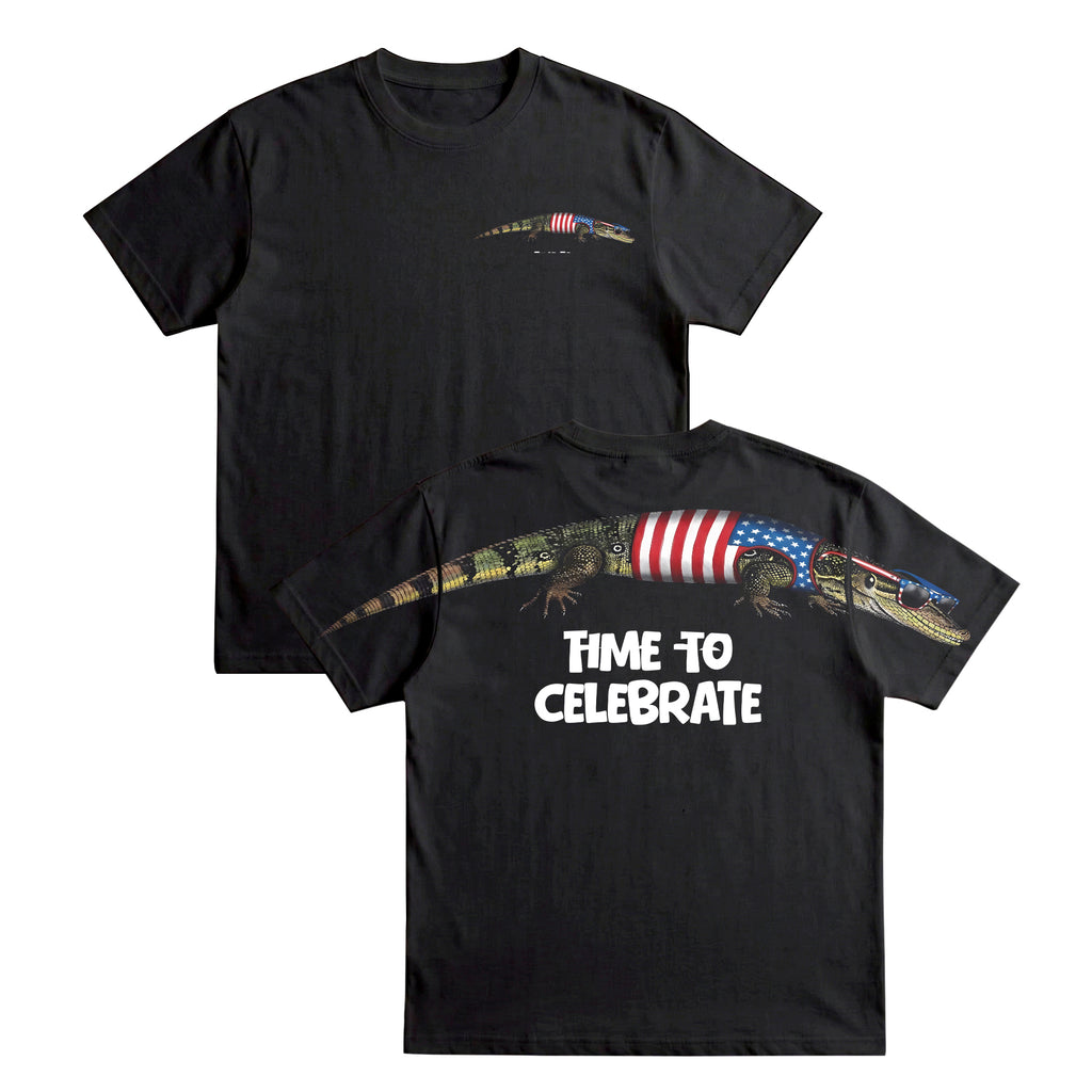 Patriotic Alligator Time To Celebrate 4th of July America 250th Apparel T-Shirt-Sweatshirt-Hoodie