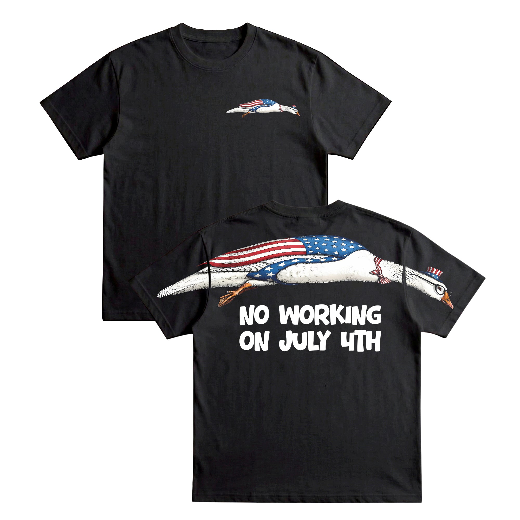 Funny American Duck Patriotic 4th of July 250th Flag Apparel T-Shirt-Sweatshirt-Hoodie