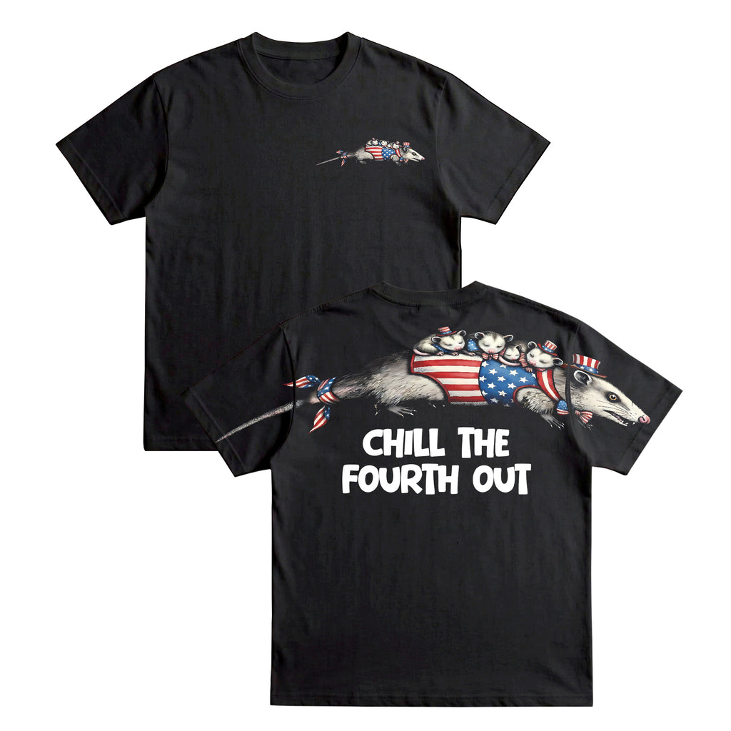 Funny USA Opossum Chill The Fourth Out 4th of July America 250th Apparel T-Shirt-Sweatshirt-Hoodie