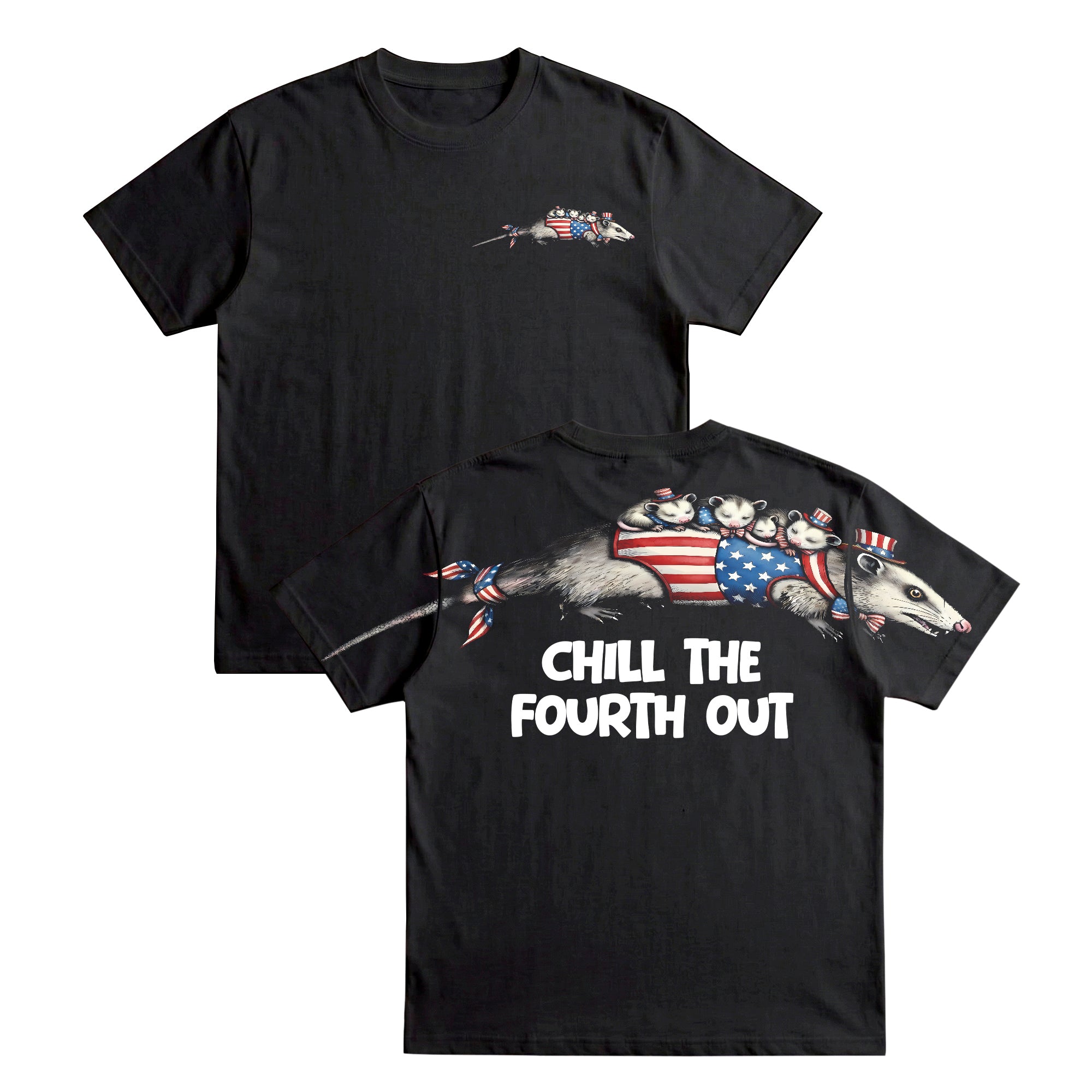 Funny USA Opossum Chill The Fourth Out 4th of July America 250th Apparel T-Shirt-Sweatshirt-Hoodie