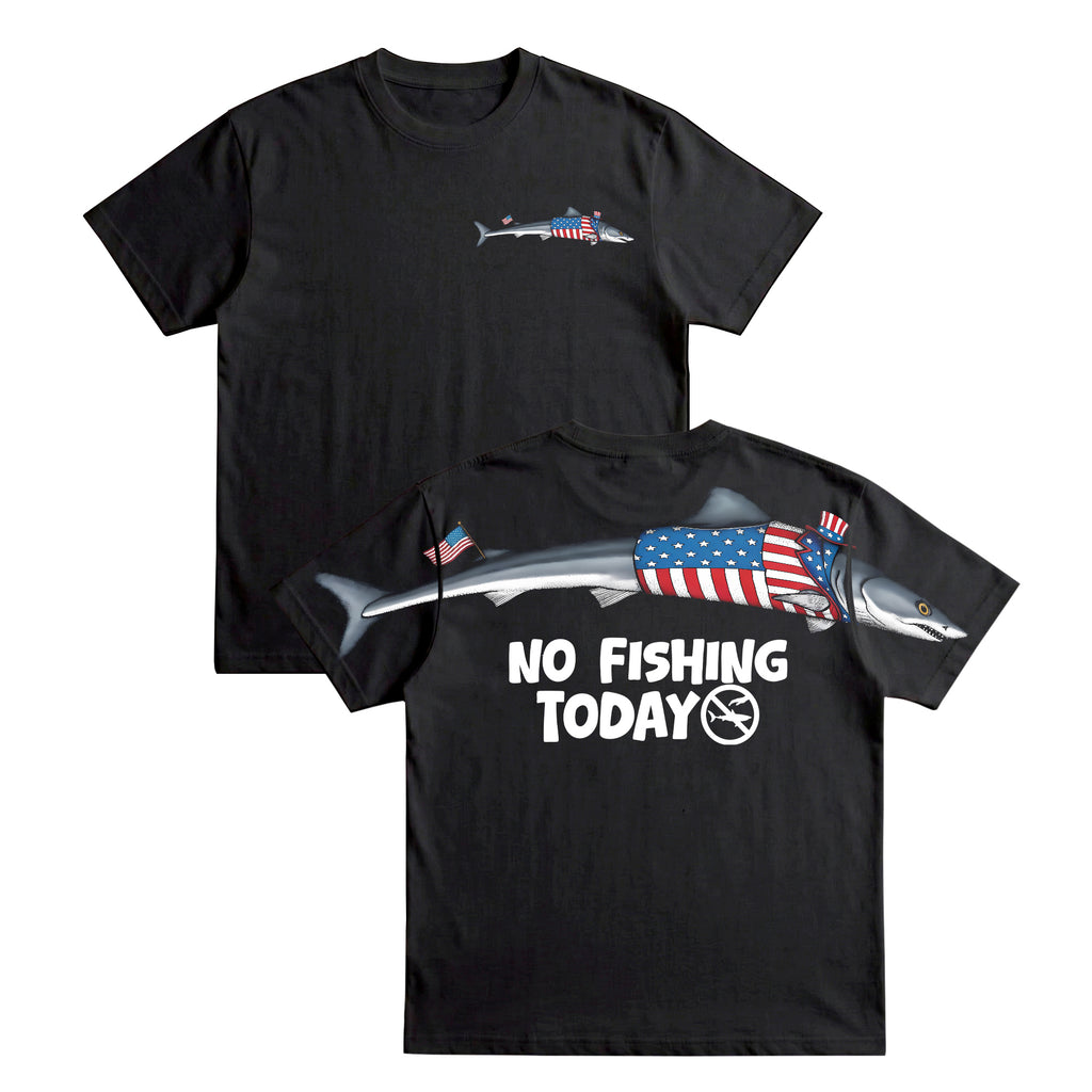 Funny USA Shark No Fishing Today 4th of July America 250th Apparel T-Shirt-Sweatshirt-Hoodie