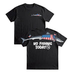 Funny USA Shark No Fishing Today 4th of July America 250th Apparel T-Shirt-Sweatshirt-Hoodie