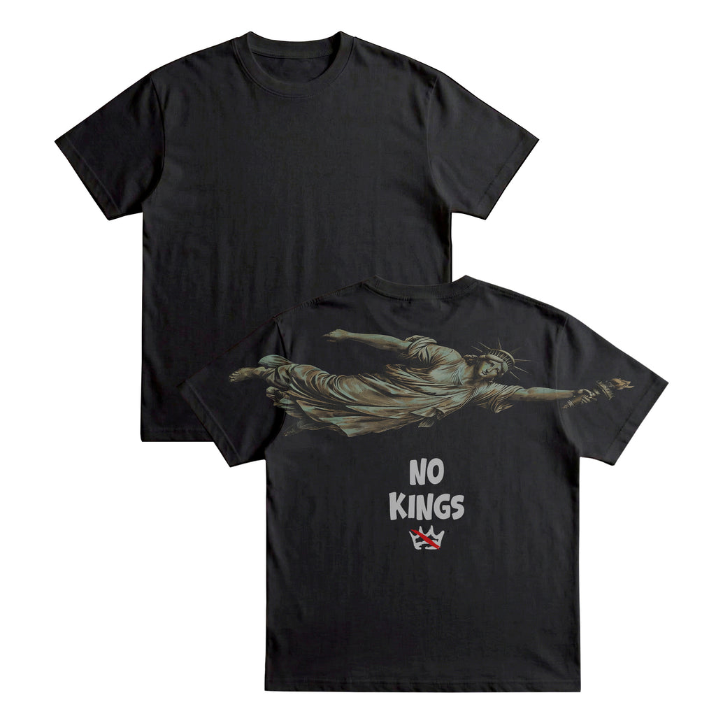 No Kings Shirt Flying Statue of Liberty Graphic Tee By Dripvity