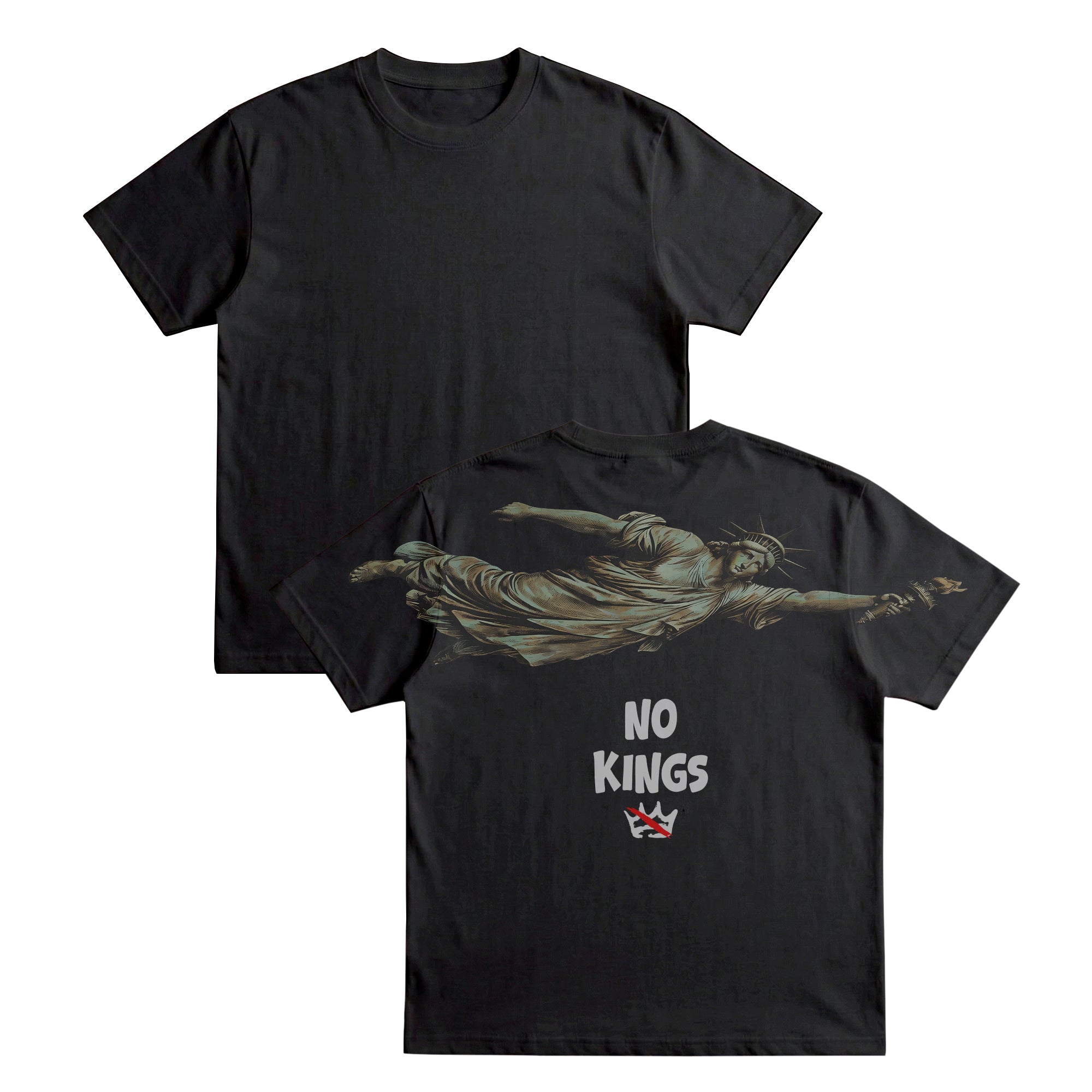 No Kings Shirt Flying Statue of Liberty Graphic Tee By Dripvity