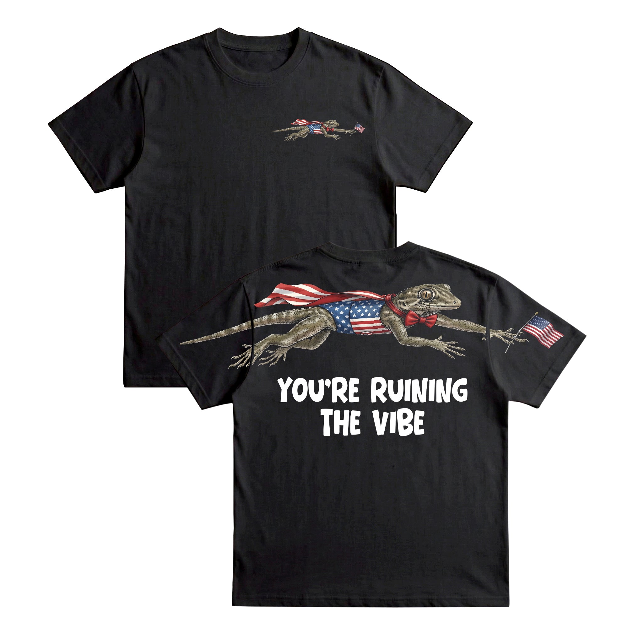 Funny USA Lizard You're Ruining The Vibe 4th of July 250th Apparel T-Shirt-Sweatshirt-Hoodie