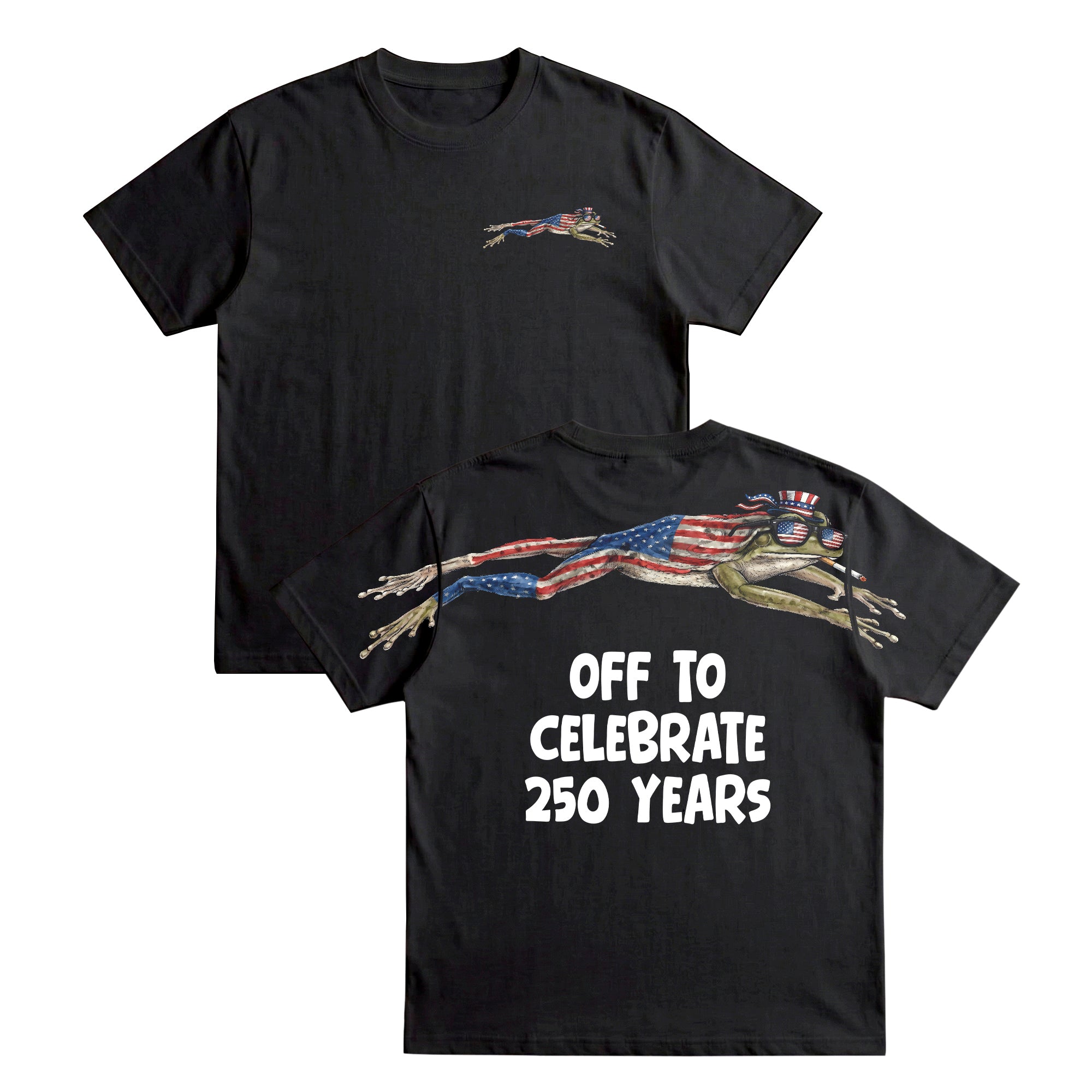 Funny American Flag Frog 4th of July 250th Apparel T-Shirt-Sweatshirt-Hoodie