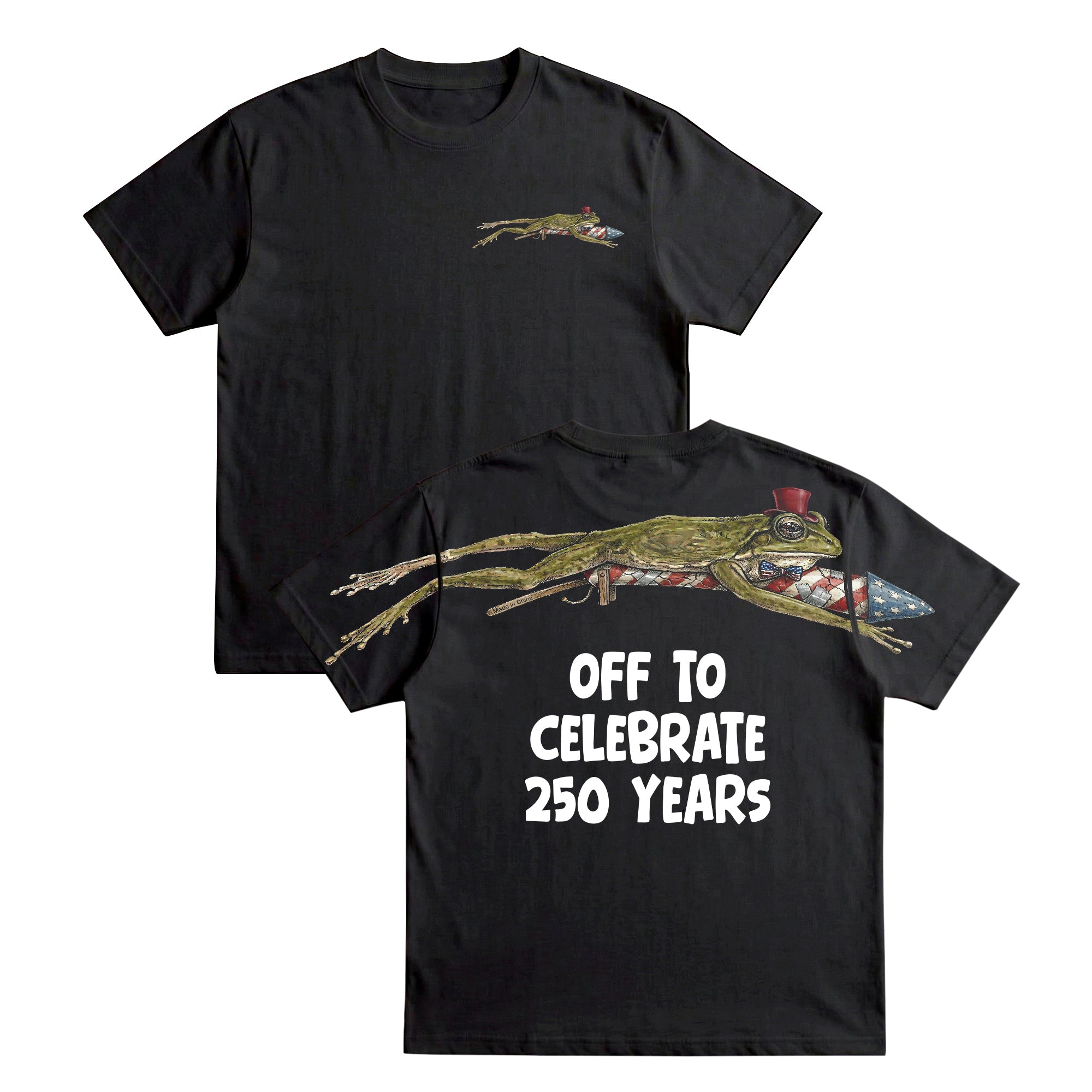 Patriotic Rocket Frog Off To Celebrate 250 Years 4th of July Apparel T-Shirt-Sweatshirt-Hoodie