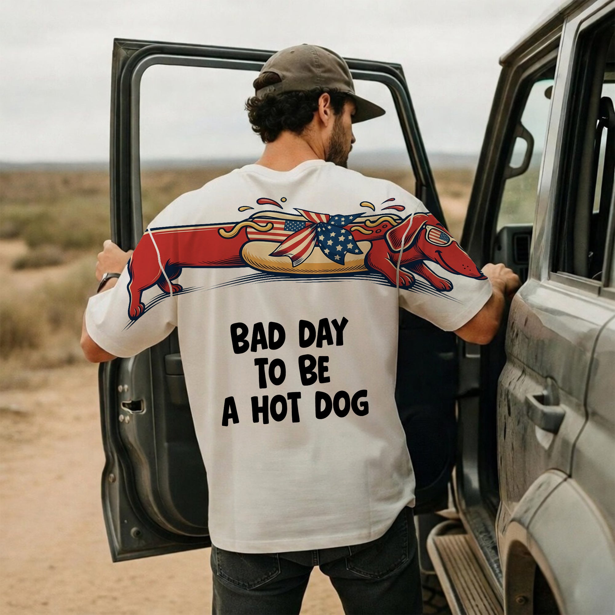 Patriotic Dachshund Bad Day To Be A Hotdog 4th of July America 250th Apparel T-Shirt-Sweatshirt-Hoodie
