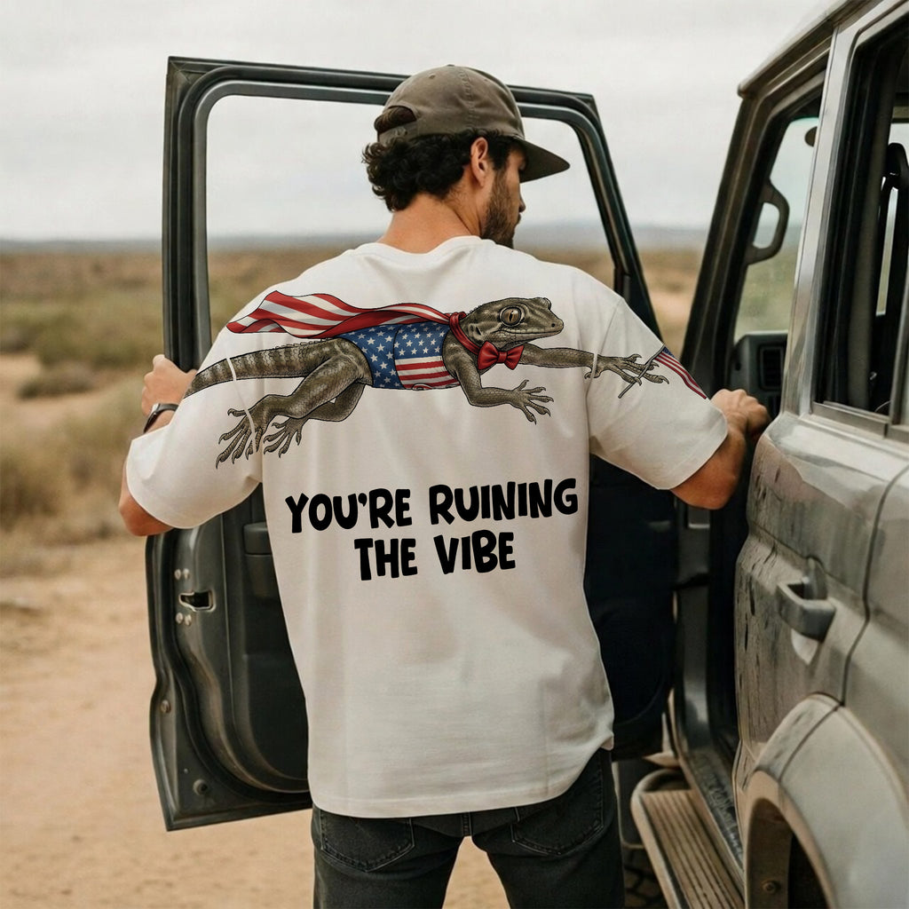 Funny USA Lizard You're Ruining The Vibe 4th of July 250th Apparel T-Shirt-Sweatshirt-Hoodie