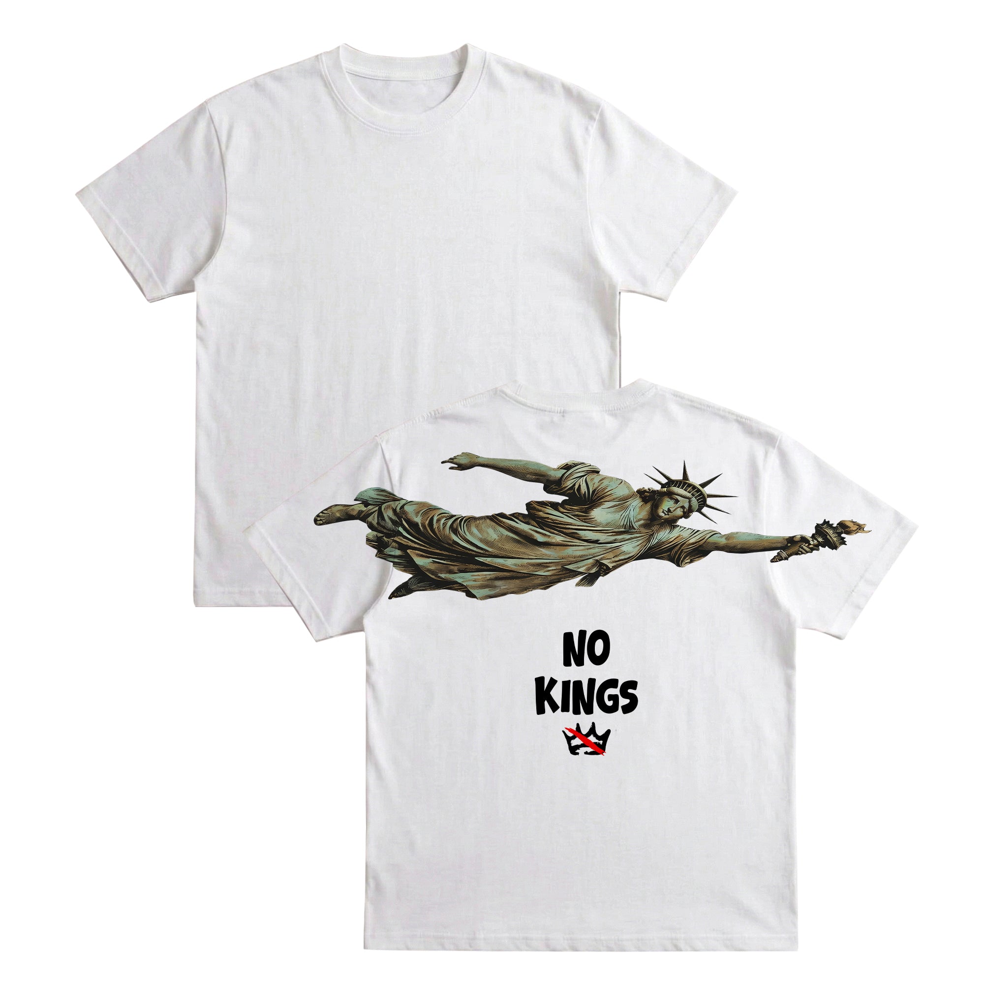 No Kings Shirt Flying Statue of Liberty Graphic Tee By Dripvity