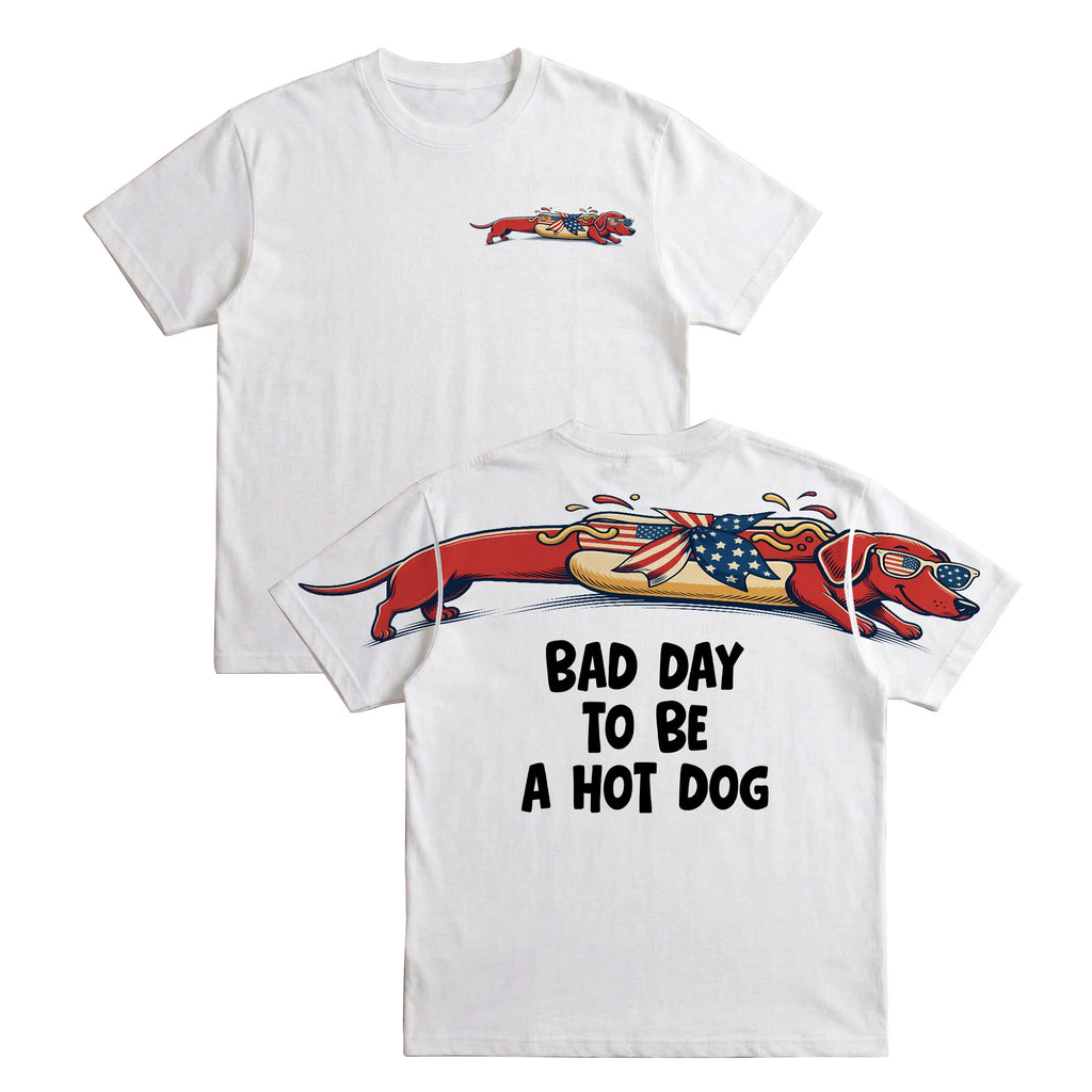 Patriotic Dachshund Bad Day To Be A Hotdog 4th of July America 250th Apparel T-Shirt-Sweatshirt-Hoodie