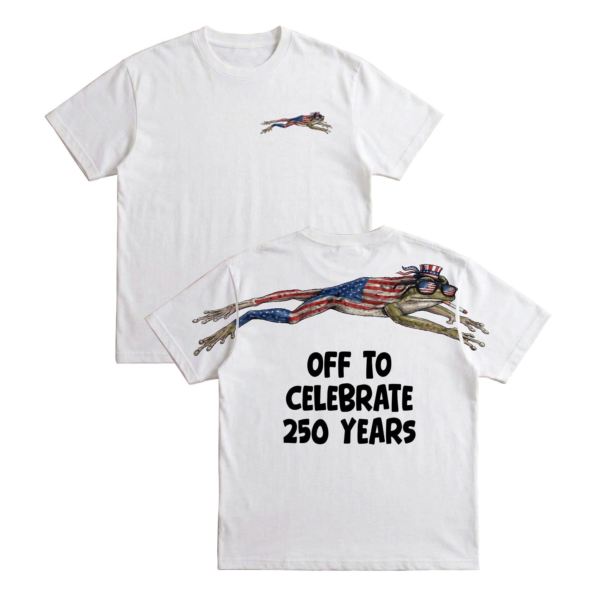 Funny American Flag Frog 4th of July 250th Apparel T-Shirt-Sweatshirt-Hoodie