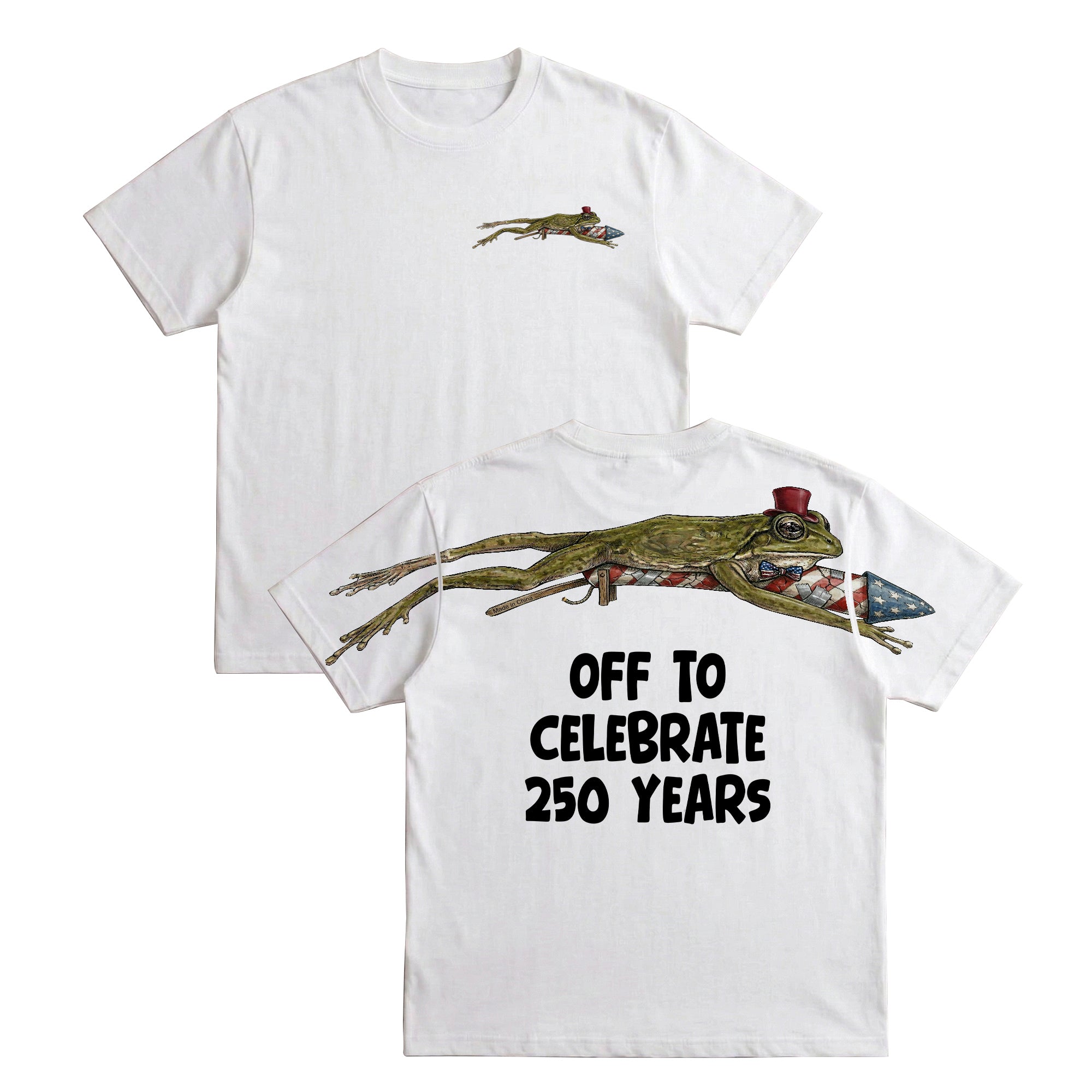 Patriotic Rocket Frog Off To Celebrate 250 Years 4th of July Apparel T-Shirt-Sweatshirt-Hoodie