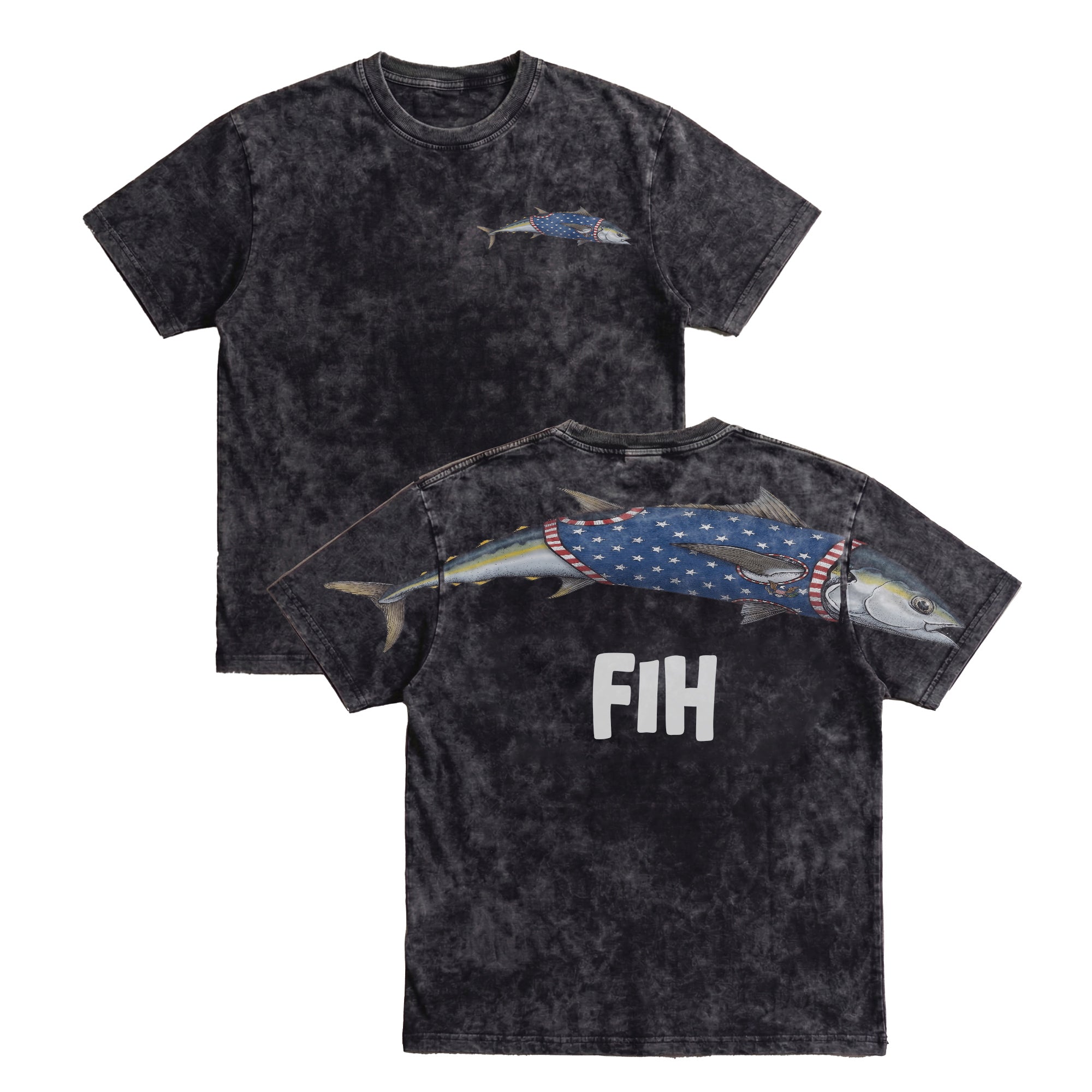 American Flag Fish FIH Patriotic 4th of July America 250th Apparel T-Shirt-Sweatshirt-Hoodie