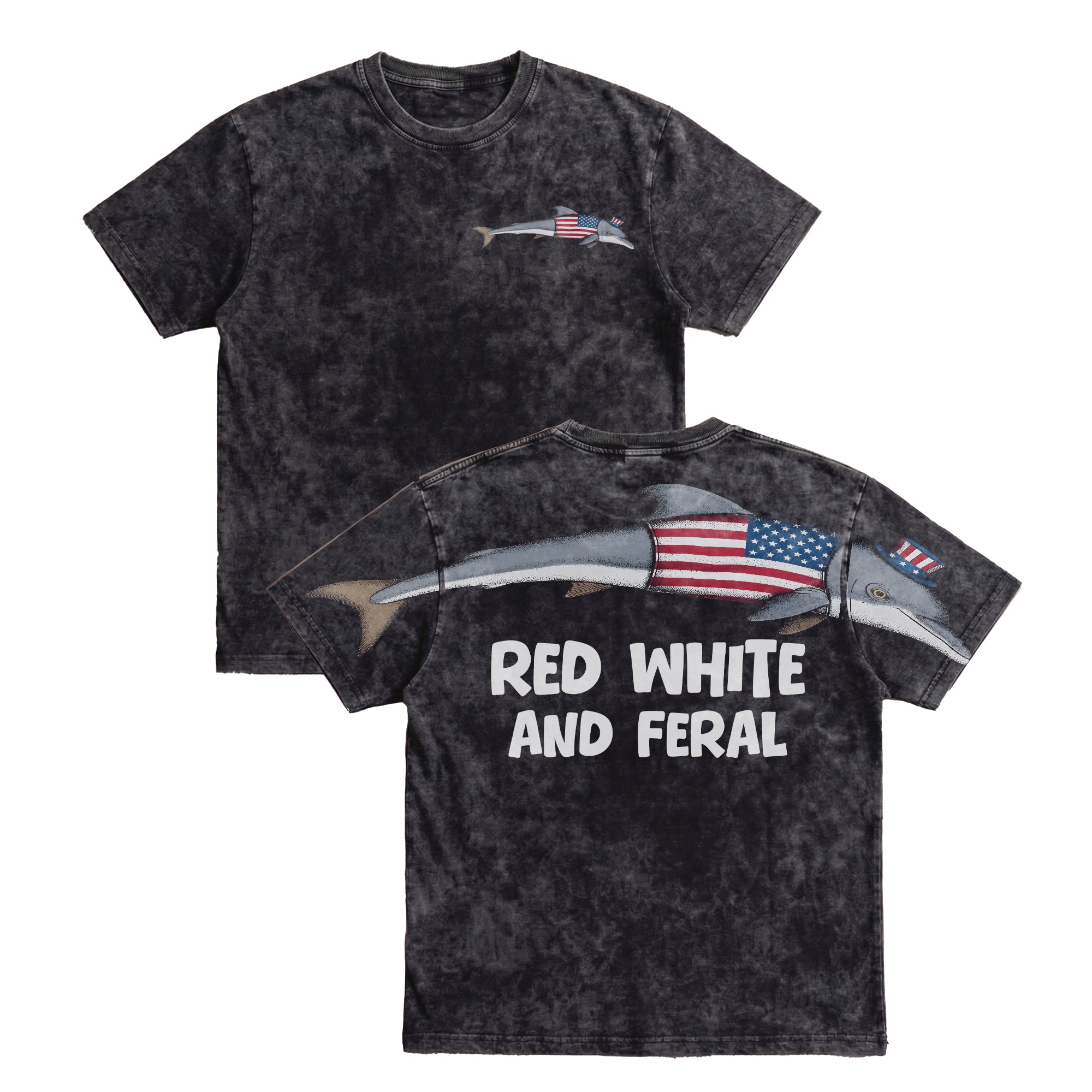 Patriotic Dolphin Red White And Feral 4th of July America 250th Apparel T-Shirt-Sweatshirt-Hoodie