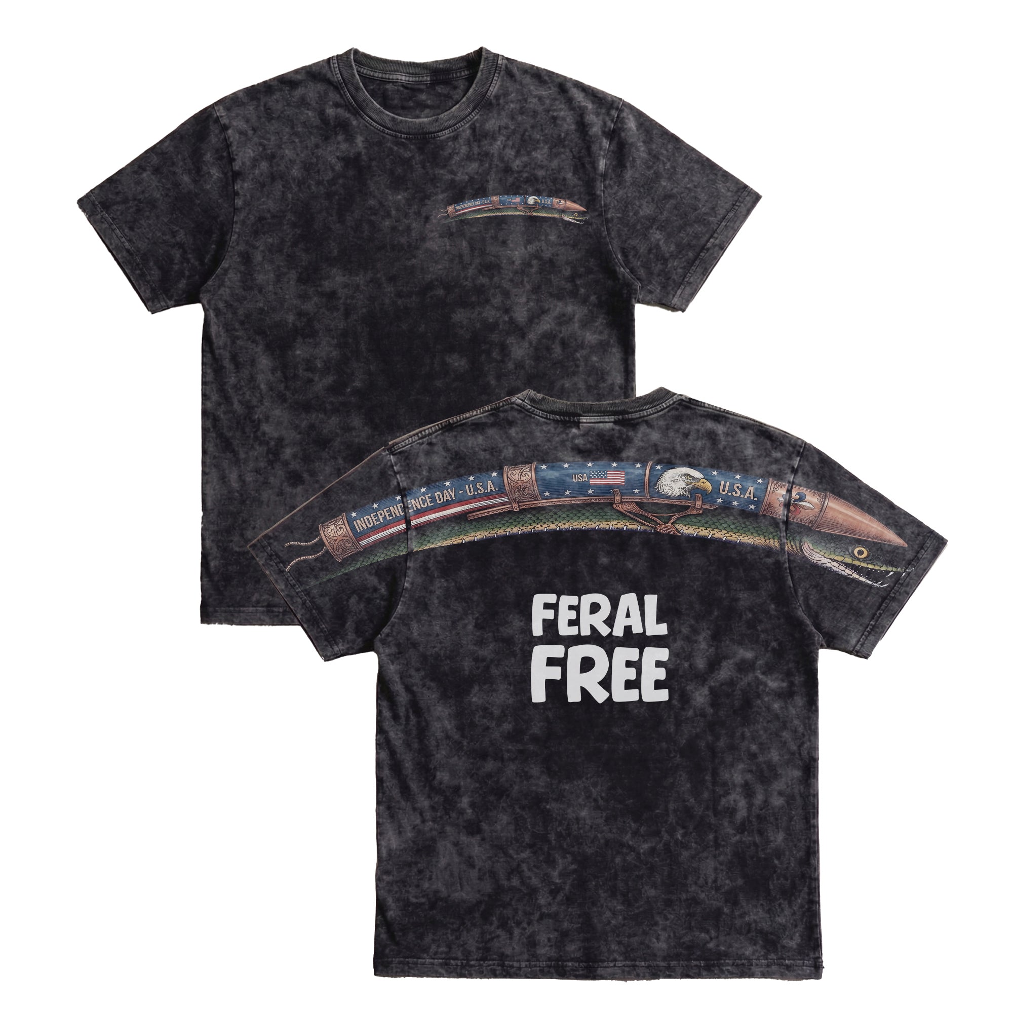 Patriotic Snake Feral Free 4th of July America 250th Apparel T-Shirt-Sweatshirt-Hoodie
