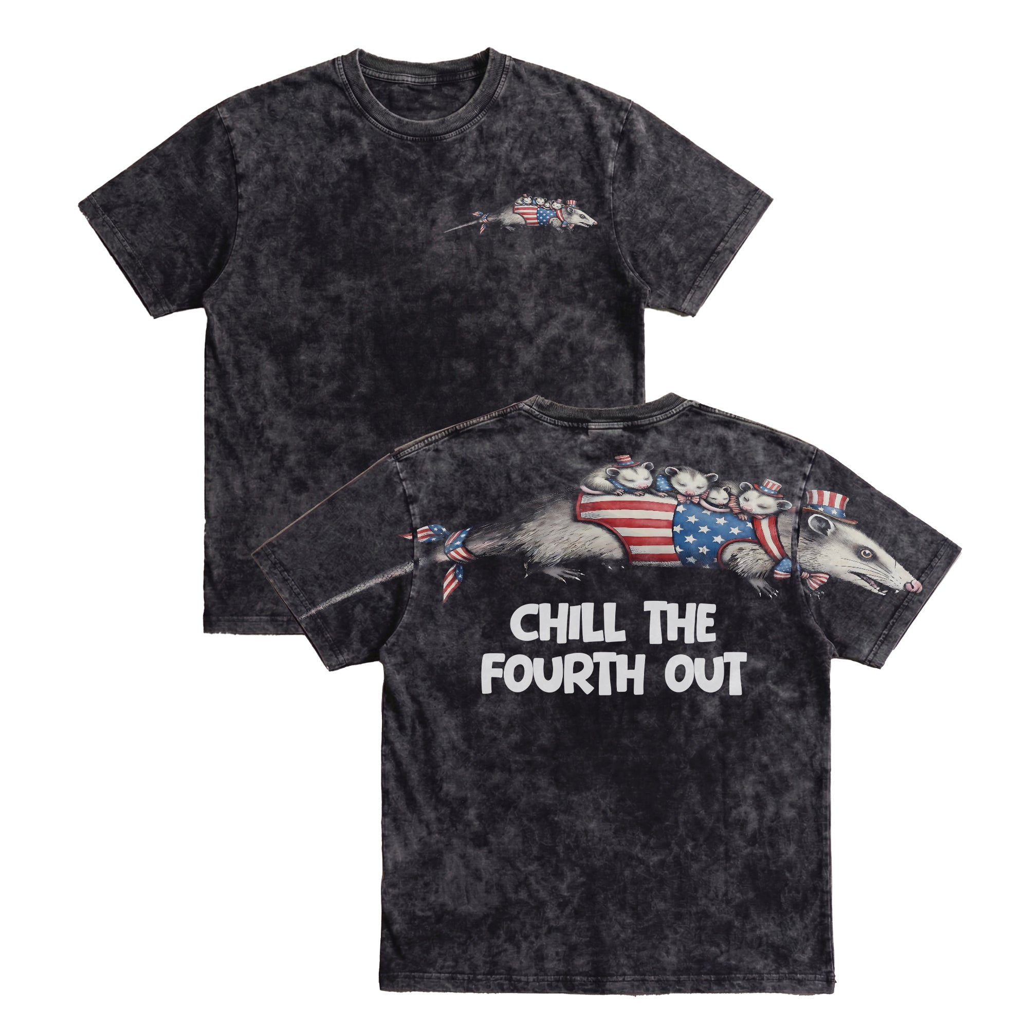 Funny USA Opossum Chill The Fourth Out 4th of July America 250th Apparel T-Shirt-Sweatshirt-Hoodie