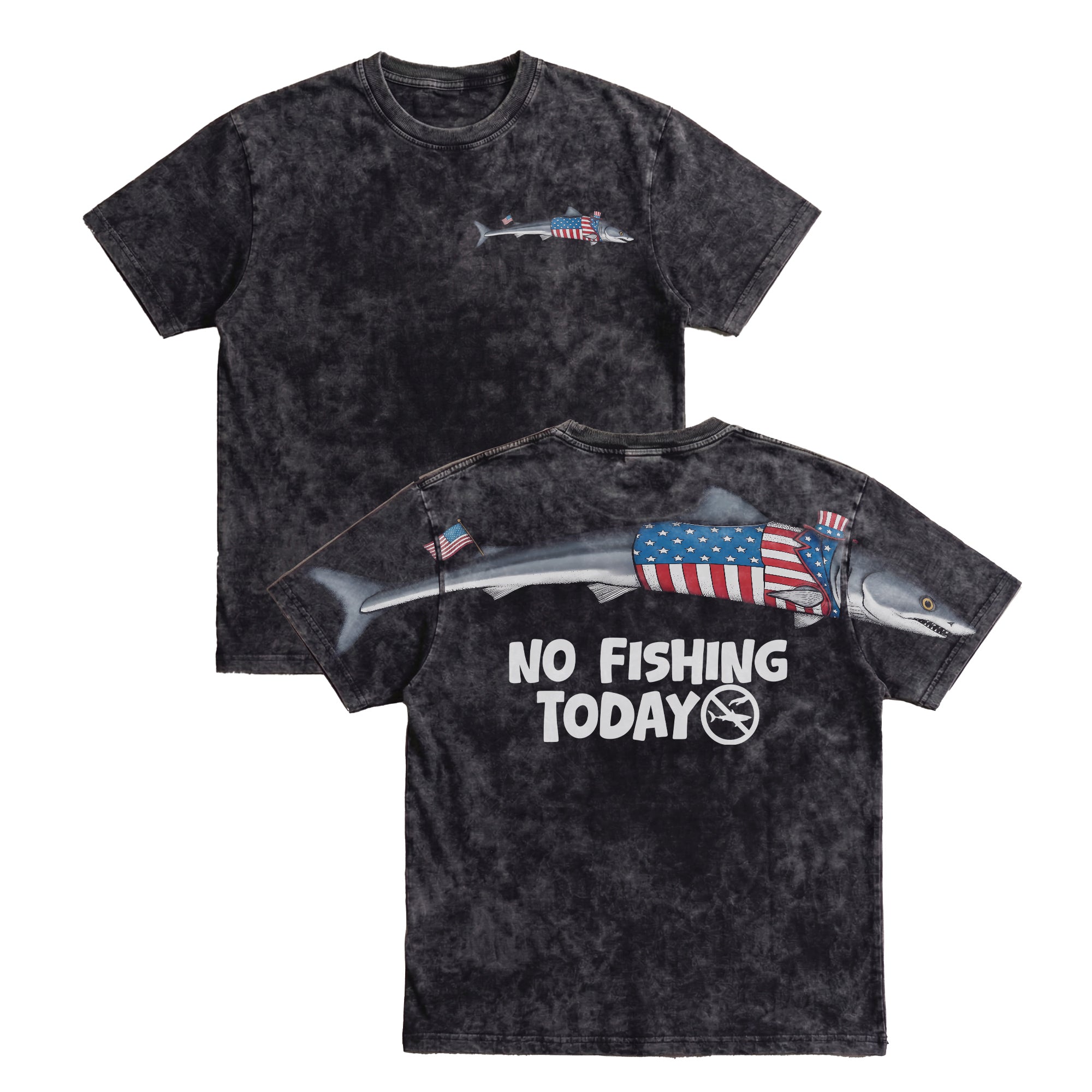 Funny USA Shark No Fishing Today 4th of July America 250th Apparel T-Shirt-Sweatshirt-Hoodie
