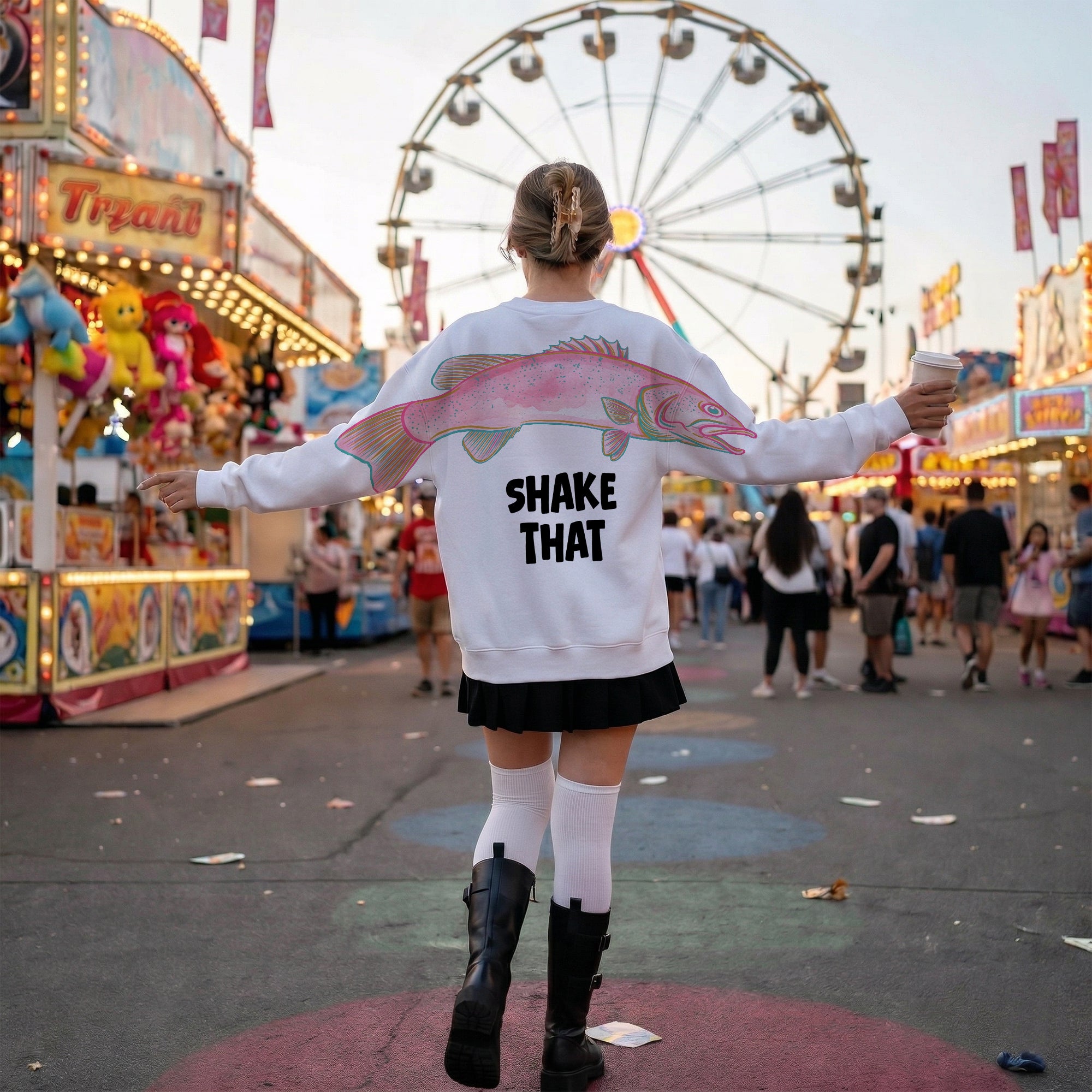 Shake That Funny Fishing Fish Graphic Tee By Dripvity